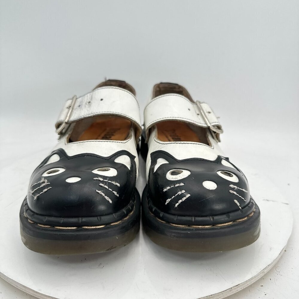 Tredair Women Size 7 White Black Kitty Leather Mary Jane Buckle Casual Shoes - Picture 3 of 11